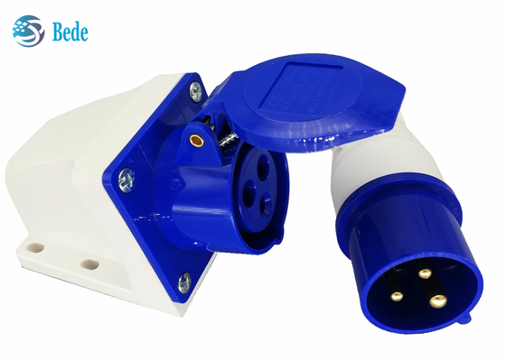 mâle industriel de connecteur de 220-250V 16A et type fixé au mur de couleur bleue femelle monophasé 2P+E
