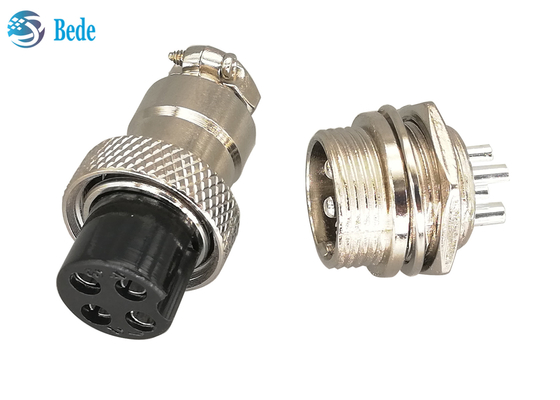 Prise plaquée argentée droite de l'aviation Gx16 4 Pin Connector Male And Female de RoHS