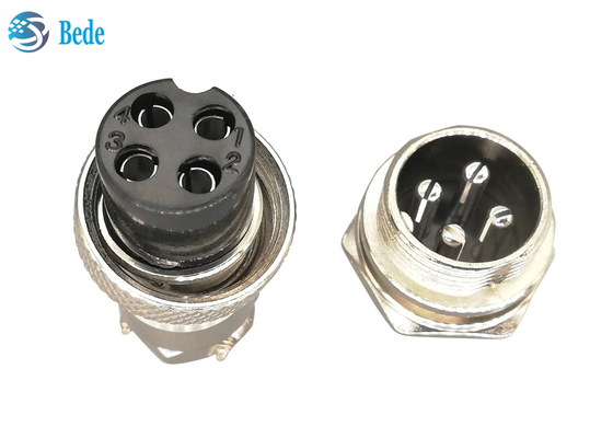 Prise plaquée argentée droite de l'aviation Gx16 4 Pin Connector Male And Female de RoHS