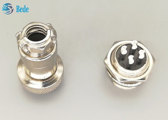 Prise plaquée argentée droite de l'aviation Gx16 4 Pin Connector Male And Female de RoHS