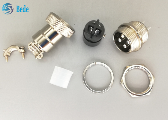 Prise plaquée argentée droite de l'aviation Gx16 4 Pin Connector Male And Female de RoHS