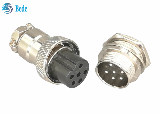 Prise masculine et femelle de Gx16 6 Pin Connector Straight Silver Plated