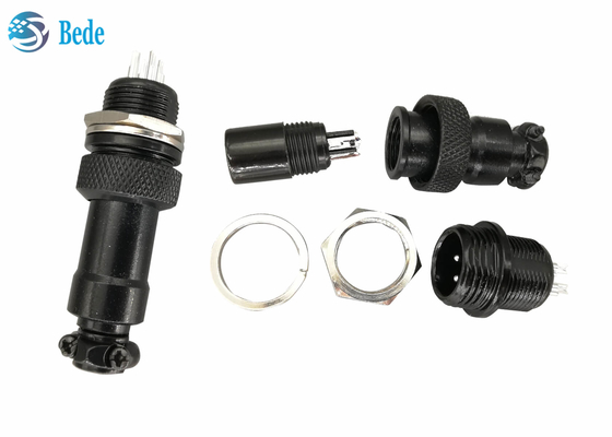 Matériel en alliage de zinc des kits Gx12 d'aviation de connecteur de couleur masculine et femelle de noir
