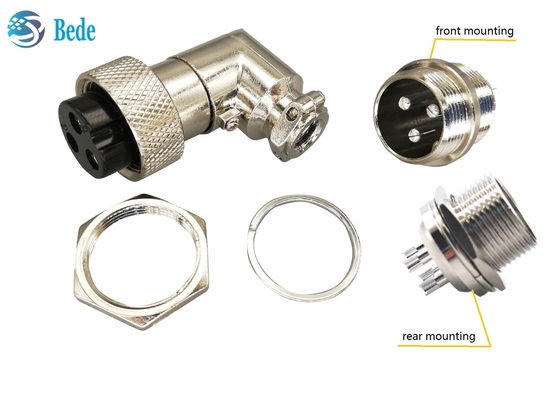 2~5 mâle et arrière/Front Mounting Female d'angle du connecteur 90 d'aviation de Pin GX16