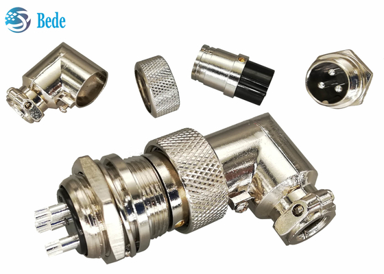 2~5 mâle et arrière/Front Mounting Female d'angle du connecteur 90 d'aviation de Pin GX16