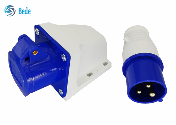 mâle industriel de connecteur de 220-250V 16A et type fixé au mur de couleur bleue femelle monophasé 2P+E