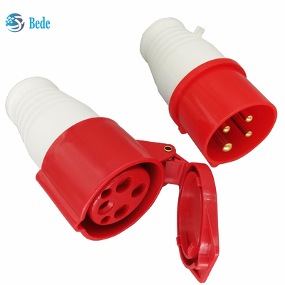 Le connecteur d'alimentation industriel IP44 à C.A. 380-415V 16A imperméabilisent la phase 3P+E de 4Pin 3 rouge