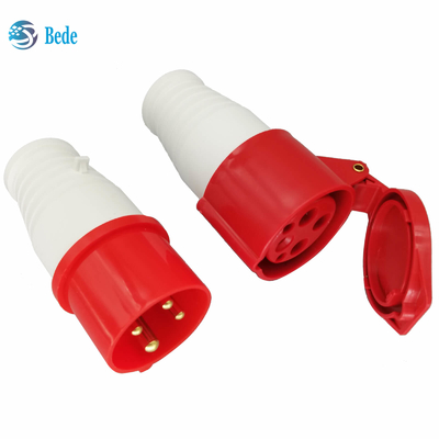 Le connecteur d'alimentation industriel IP44 à C.A. 380-415V 16A imperméabilisent la phase 3P+E de 4Pin 3 rouge