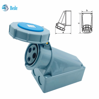 IP67 prise de prise industrielle 3 broches conçue pour 220 ~ 250V 63A / 125A type de montage murale