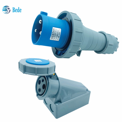 IP67 prise de prise industrielle 3 broches conçue pour 220 ~ 250V 63A / 125A type de montage murale