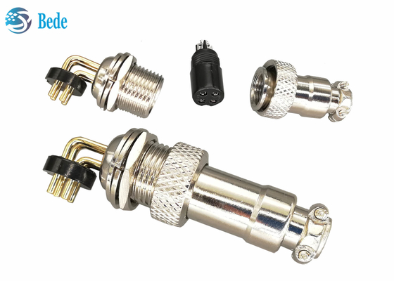 Connecteur à angle droit d'aviation de 3A 200V Gx12 en alliage de zinc avec nickelé