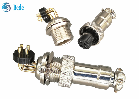 Connecteur à angle droit d'aviation de 3A 200V Gx12 en alliage de zinc avec nickelé