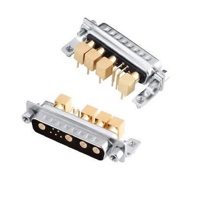 Connecteur coaxial mixte D-Sub RF / Connecteur d'angle droit de puissance 9W4 pour PCB