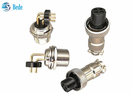 Connecteur à angle droit d'aviation de 3A 200V Gx12 en alliage de zinc avec nickelé